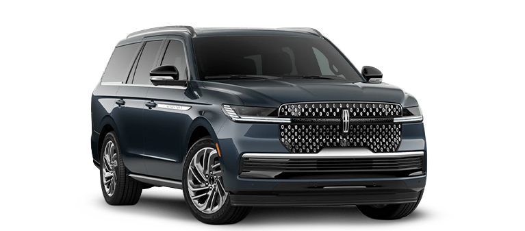 Lincoln Navigator Ultra 2026, couleur Bleu Envol, vue trois-quart